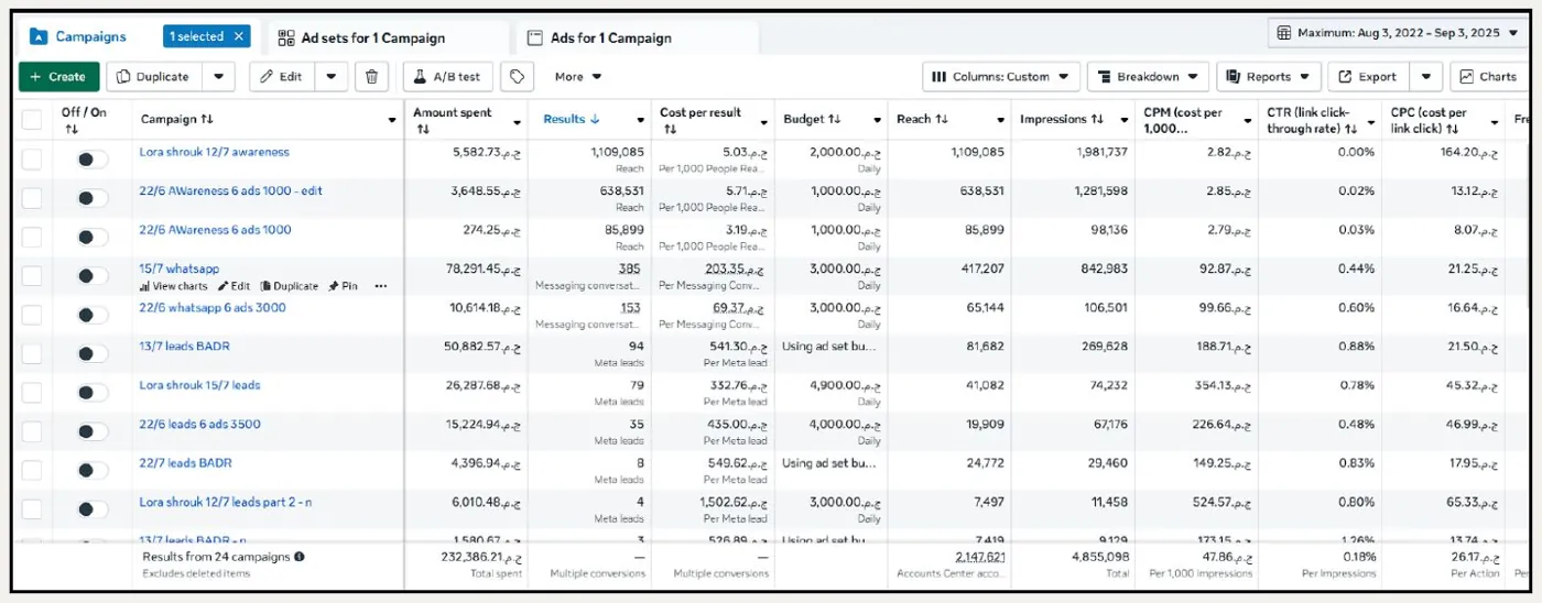 Zaeem Holding: awareness, WhatsApp and lead campaigns